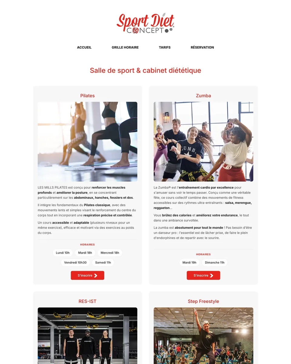 Site de Sport Diet Concept, salle de sport et cabinet diététique